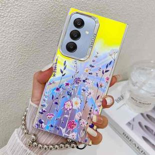 For Samsung Galaxy A25 5G Electroplating Laser Flower Phone Case with Wrist Strap(Flower AH1)