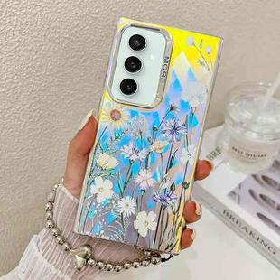 For Samsung Galaxy S23 FE 5G Electroplating Laser Flower Phone Case with Wrist Strap(Chrysanthemum AH5)