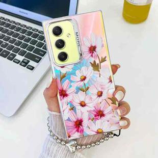 For Samsung Galaxy A34 5G Electroplating Laser Flower Phone Case with Wrist Strap(Cosmos Flower AH7)