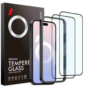 For iPhone 16 NORTHJO 2pcs A++ Tempered Glass Film with Installation Frame