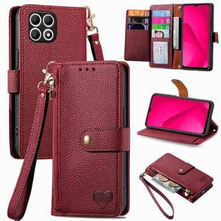 For T-Mobile T Phone 2 5G Love Zipper Lanyard Leather Phone Case(Red)