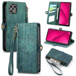 For T-Mobile T Phone 2 Pro 5G Geometric Zipper Wallet Side Buckle Leather Phone Case(Green)