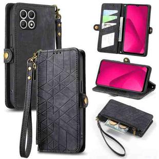 For T-Mobile T Phone 2 Pro 5G Geometric Zipper Wallet Side Buckle Leather Phone Case(Black)