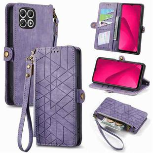 For T-Mobile REVVL 7 5G Geometric Zipper Wallet Side Buckle Leather Phone Case(Purple)