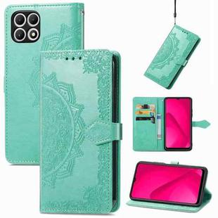 For T-Mobile T Phone 2 5G Mandala Flower Embossed Leather Phone Case(Green)