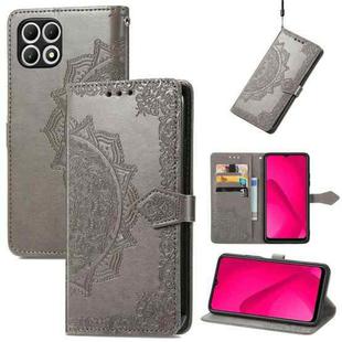 For T-Mobile T Phone 2 Pro 5G Mandala Flower Embossed Leather Phone Case(Gray)