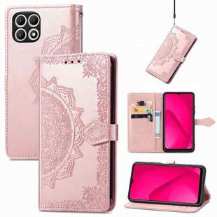 For T-Mobile REVVL 7 5G Mandala Flower Embossed Leather Phone Case(Rose Gold)