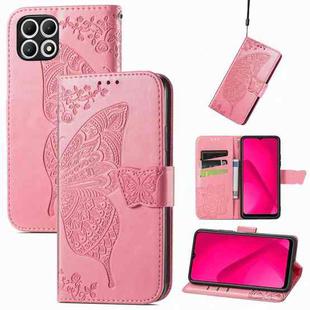 For T-Mobile T Phone 2 5G Butterfly Love Flower Embossed Leather Phone Case(Pink)