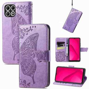 For T-Mobile T Phone 2 5G Butterfly Love Flower Embossed Leather Phone Case(Light Purple)