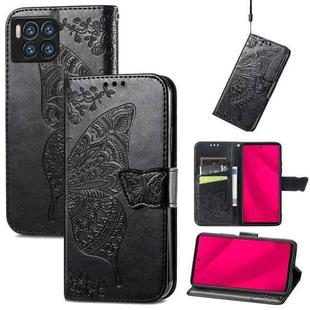 For T-Mobile REVVL 7 Pro 5G Butterfly Love Flower Embossed Leather Phone Case(Black)