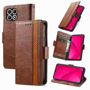 For T-Mobile T Phone 2 Pro 5G CaseNeo Splicing Dual Magnetic Buckle Leather Phone Case(Brown)