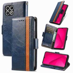 For T-Mobile REVVL 7 5G CaseNeo Splicing Dual Magnetic Buckle Leather Phone Case(Blue)