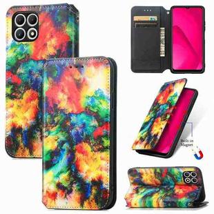 For T-Mobile REVVL 7 5G CaseNeo Colorful Magnetic Leather Phone Case(Colorful Cloud)