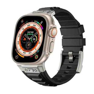 For Apple Watch Ultra 2 49mm Metal Connector Silicone Watch Band(Black+Titanium Color Buckle)