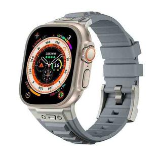 For Apple Watch Ultra 2 49mm Metal Connector Silicone Watch Band(Grey+Titanium Color Buckle)