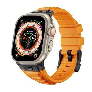 For Apple Watch Ultra 2 49mm Metal Connector Silicone Watch Band(Orange+Black Buckle)