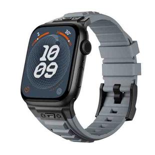 For Apple Watch Series 9 45mm Metal Connector Silicone Watch Band(Grey+Black Buckle)