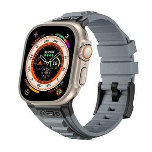 For Apple Watch Ultra 49mm Metal Connector Silicone Watch Band(Grey+Black Buckle)