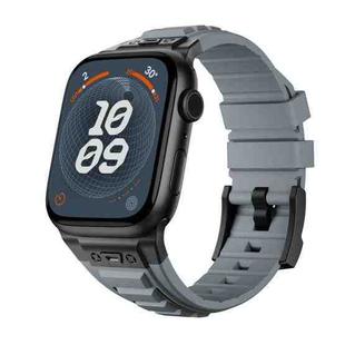For Apple Watch Series 8 45mm Metal Connector Silicone Watch Band(Grey+Black Buckle)