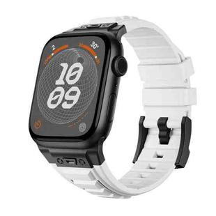 For Apple Watch Series 5 44mm Metal Connector Silicone Watch Band(White+Black Buckle)