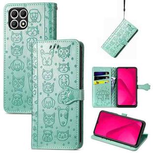 For T-Mobile T Phone 2 Pro 5G Cat and Dog Embossed Leather Phone Case(Green)