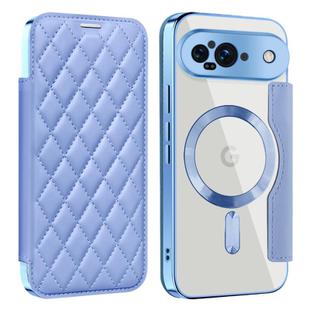 For Google Pixel 9 Shield Magsafe RFID Anti-theft Rhombus Leather Phone Case(Blue)