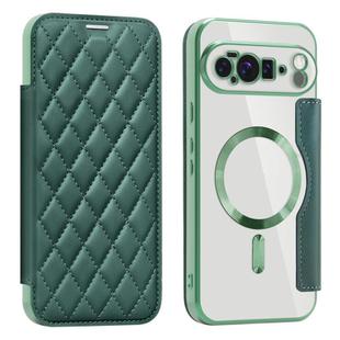 For Google Pixel 10 Pro XL Shield Magsafe RFID Anti-theft Rhombus Leather Phone Case(Green)