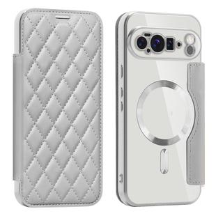 For Google Pixel 10 Pro XL Shield Magsafe RFID Anti-theft Rhombus Leather Phone Case(Grey)