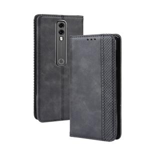 Magnetic Buckle Retro Crazy Horse Texture Horizontal Flip Leather Case for Vodafone Smart V10 (VFD730) , with Holder & Card Slots & Photo Frame(Black)