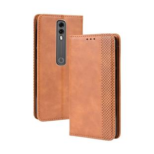 Magnetic Buckle Retro Crazy Horse Texture Horizontal Flip Leather Case for Vodafone Smart V10 (VFD730) , with Holder & Card Slots & Photo Frame(Brown)
