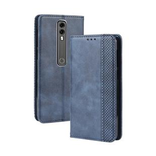 Magnetic Buckle Retro Crazy Horse Texture Horizontal Flip Leather Case for Vodafone Smart V10 (VFD730) , with Holder & Card Slots & Photo Frame(Blie)