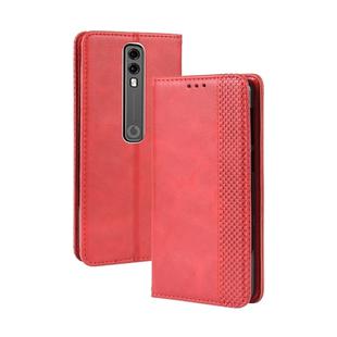 Magnetic Buckle Retro Crazy Horse Texture Horizontal Flip Leather Case for Vodafone Smart V10 (VFD730) , with Holder & Card Slots & Photo Frame(Red)