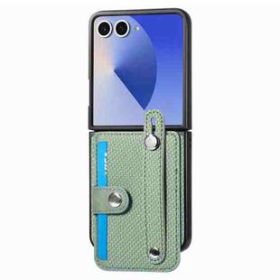 For Samsung Galaxy Z Flip7 5G Wristband Kickstand Card Wallet Back Cover Phone Case(Green)