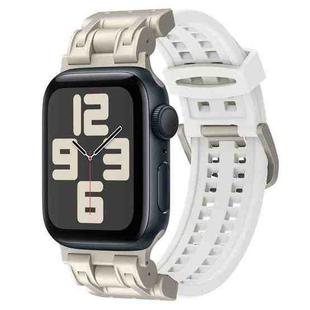 For Apple Watch SE 2023 44mm Mecha Two Claw Silicone Watch Band(White)