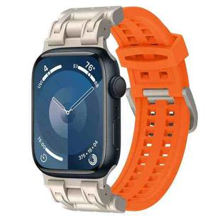 For Apple Watch Series 9 45mm Mecha Two Claw Silicone Watch Band(Orange)