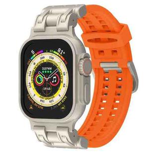 For Apple Watch Ultra 49mm Mecha Two Claw Silicone Watch Band(Orange)