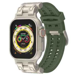 For Apple Watch Ultra 49mm Mecha Two Claw Silicone Watch Band(Forest Green)