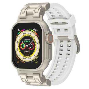 For Apple Watch Ultra 49mm Mecha Two Claw Silicone Watch Band(White)