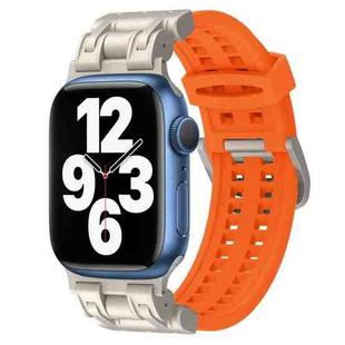 For Apple Watch Series 7 45mm Mecha Two Claw Silicone Watch Band(Orange)