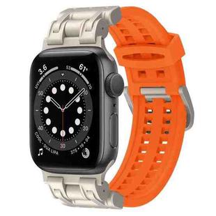 For Apple Watch Series 6 44mm Mecha Two Claw Silicone Watch Band(Orange)