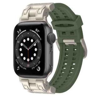 For Apple Watch Series 6 44mm Mecha Two Claw Silicone Watch Band(Forest Green)