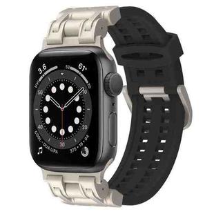 For Apple Watch Series 6 44mm Mecha Two Claw Silicone Watch Band(Black)