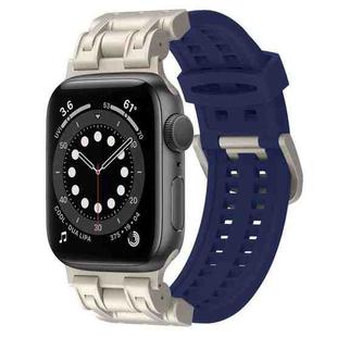 For Apple Watch Series 6 44mm Mecha Two Claw Silicone Watch Band(Midnight Blue)