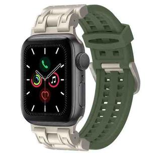 For Apple Watch Series 5 44mm Mecha Two Claw Silicone Watch Band(Forest Green)