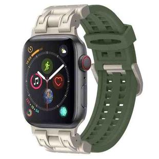 For Apple Watch Series 4 44mm Mecha Two Claw Silicone Watch Band(Forest Green)