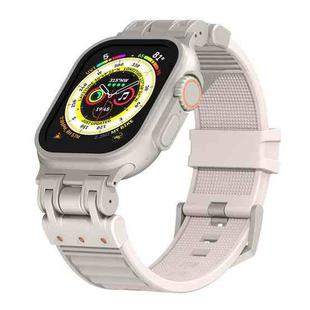 For Apple Watch Ultra 2 49mm Metal Mecha Plaid Silicone Watch Band(Starlight)