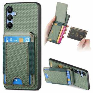 For Samsung Galaxy A15 Carbon Fiber Vertical Flip Wallet Stand Phone Case(Green)