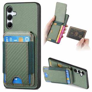 For Samsung Galaxy A55 5G Carbon Fiber Vertical Flip Wallet Stand Phone Case(Green)