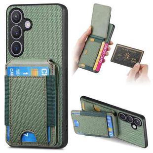 For Samsung Galaxy S24 5G Carbon Fiber Vertical Flip Wallet Stand Phone Case(Green)