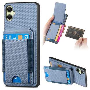 For Samsung Galaxy A05 Carbon Fiber Vertical Flip Wallet Stand Phone Case(Blue)